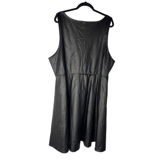 Torrid Womens Dress Faux Leather Black Plus 4 Sleeveless Fit & Flare Midi Length - Picture 4 of 9